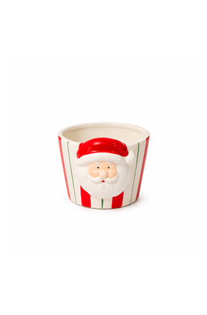 Pote Natalino de Papai Noel Pequeno em Cerâmica