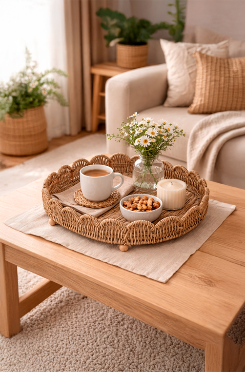 Bandeja Oval de Fibra Trançada Fendi Média