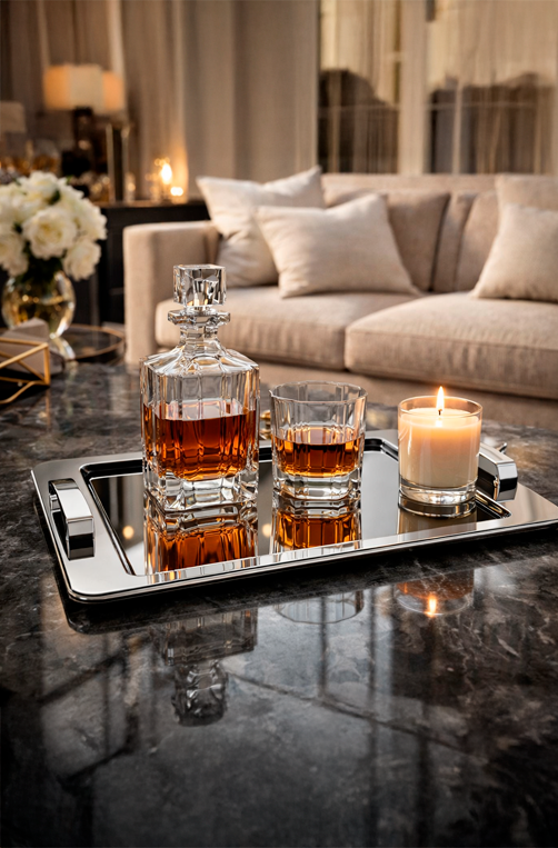 Bandeja com Alça Átina  Aço Inox 40cm