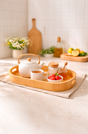 Bandeja com Alça Bambu Média