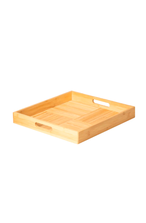 Bandeja Quadrada em Bambu com Alça 37,5cm