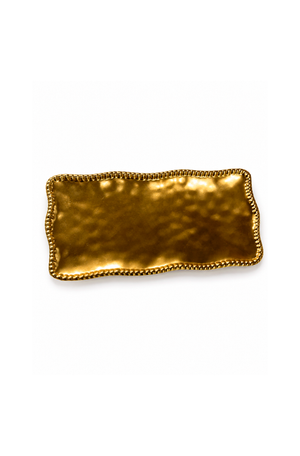 Bandeja Martelado Dourado em Metal