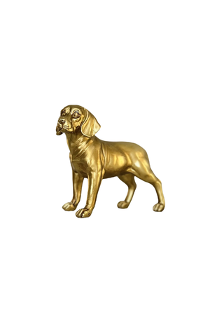 Escultura de Cachorro Decorativa de Poliresina Dourado
