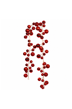 Bolas com Cordão para Árvore de Natal Vermelha 1,8cm