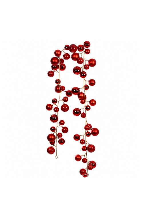 Bolas com Cordão para Árvore de Natal Vermelha 1,8cm