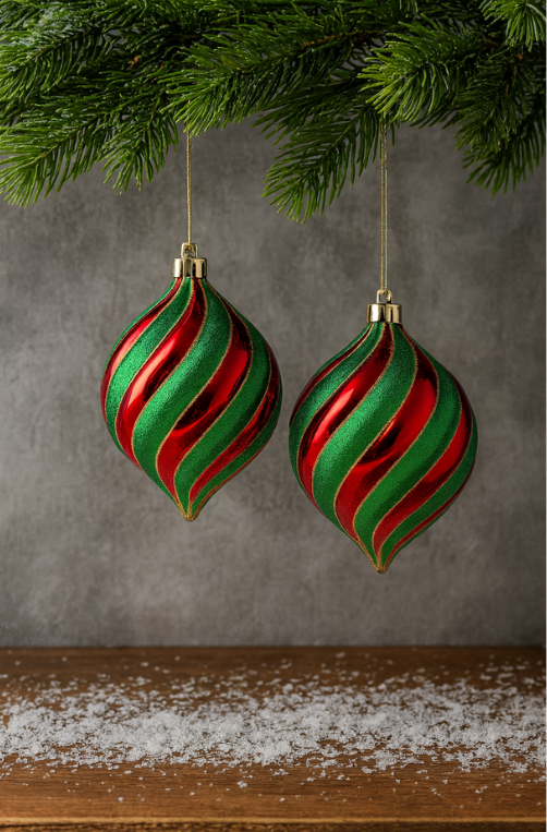 Conjunto de Bolas de Árvore de Natal Verde e Vermelho 2 peças