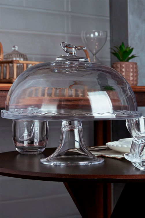 Boleira com Pé e Tampa Bird 29,5x24cm Vidro