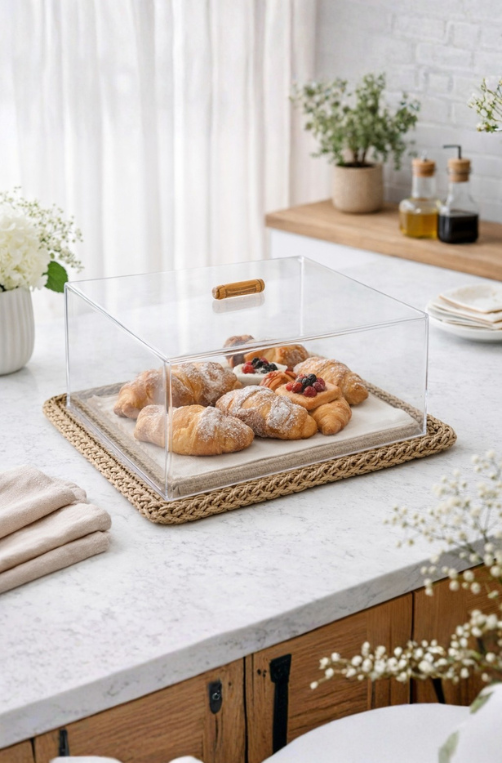 Boleira Quadrada Acrílico Base em Fibra Sintética Grande