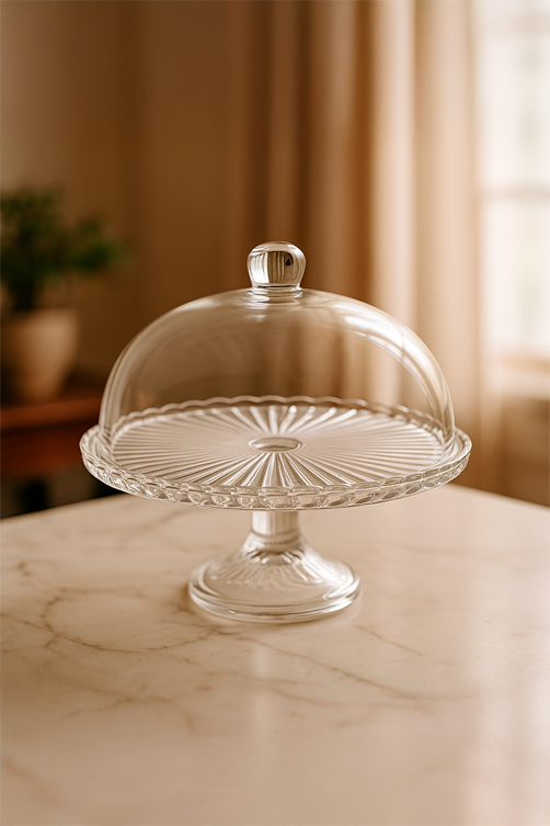 Boleira com Pé de Vidro e Tampa Bangkok 29x21cm