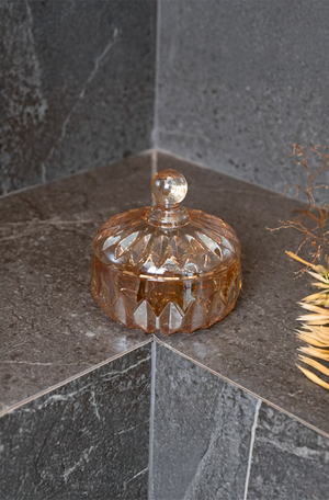 Potiche Decorativo de Cristal Louise Âmbar Metalizado