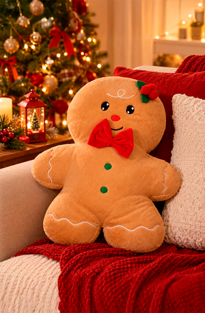 Boneco Gingerbead Natalino com Laço de Pelúcia