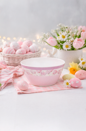 Bowl de Páscoa com Flores Rosa em Melamina 600ml