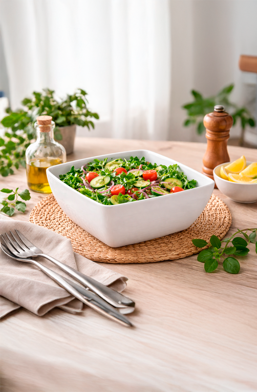 Bowl Square Branco em Melamina 1,8 Litros