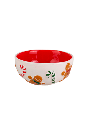 Bowl Gingerbread Natalino Vermlho em Cerâmica