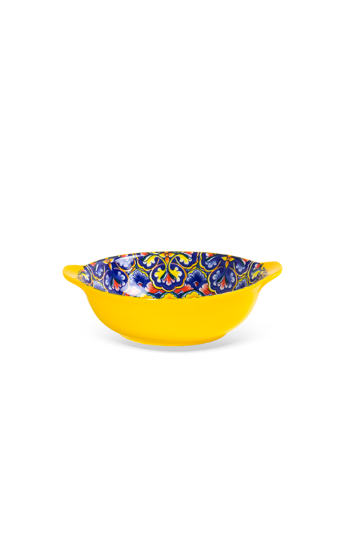 Bowl Floral Interno Amarelo em Cerâmica
