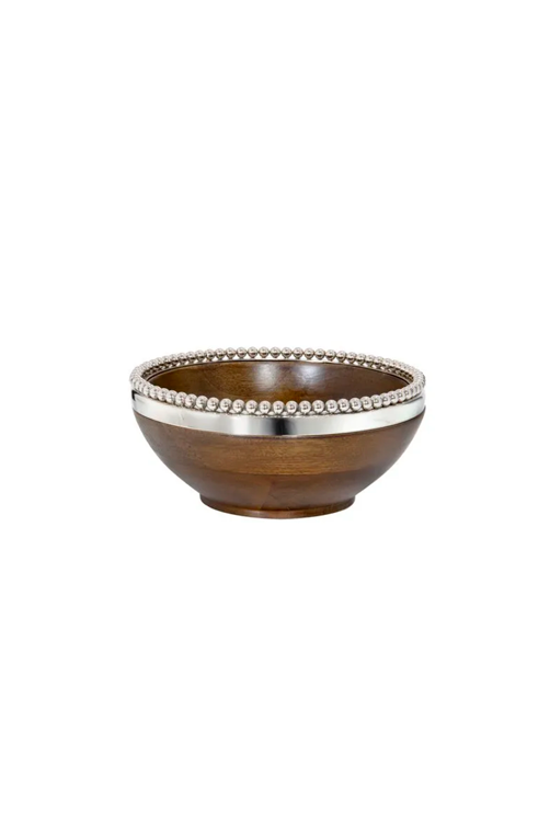 Bowl Beaded em Madeira e Aço Inoxidável 18x8cm