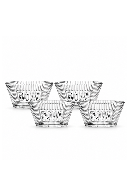 Conjunto de Bowl Print Canelado Transparente em Vidro 280ml 4 Peças