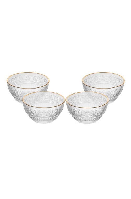 Conjunto 4 Bowls Mauve com Fio de Ouro de Cristal