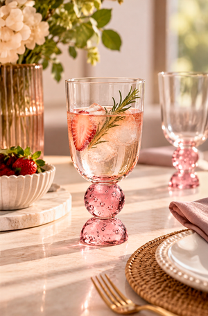 Taça de Água Duquesa Rosa em Vidro 400ml