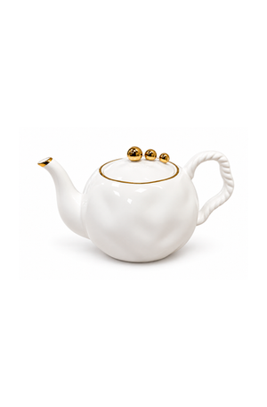 Bule Branco com Esfera Dourada em Porcelana 900ml