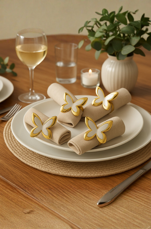 Conjunto de Porta Guardanapo Butterfly de Zinco 4 peças