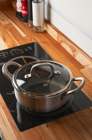 Caçarola de Indução com Tampa Prime Cook 22cm Cinza com Revestimento Antiaderente