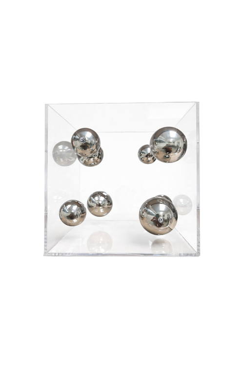 Escultura Decorativa Orbital em Acrílico com Bolas Prata