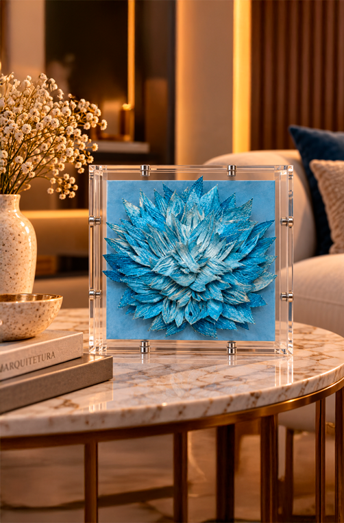 Caixa Decorativa Dália Azul em Acrílico