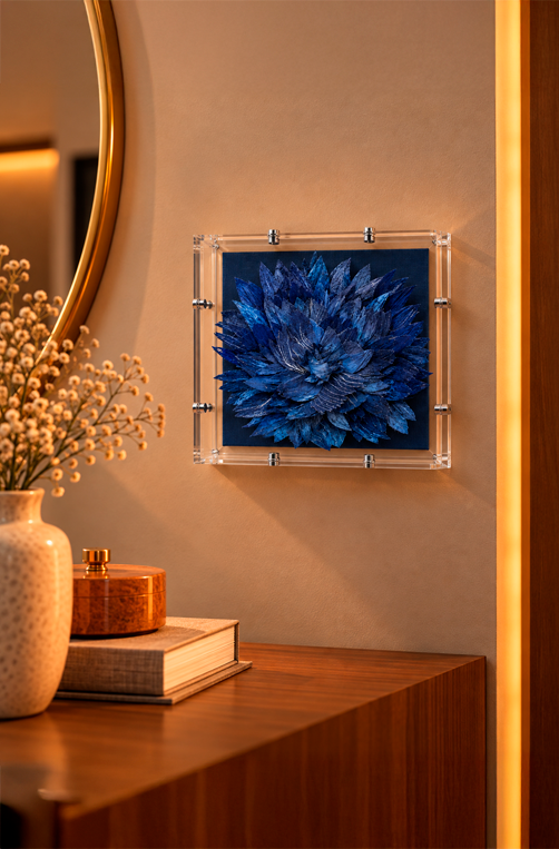Caixa Decorativa Dália Azul Marinho em Acrílico