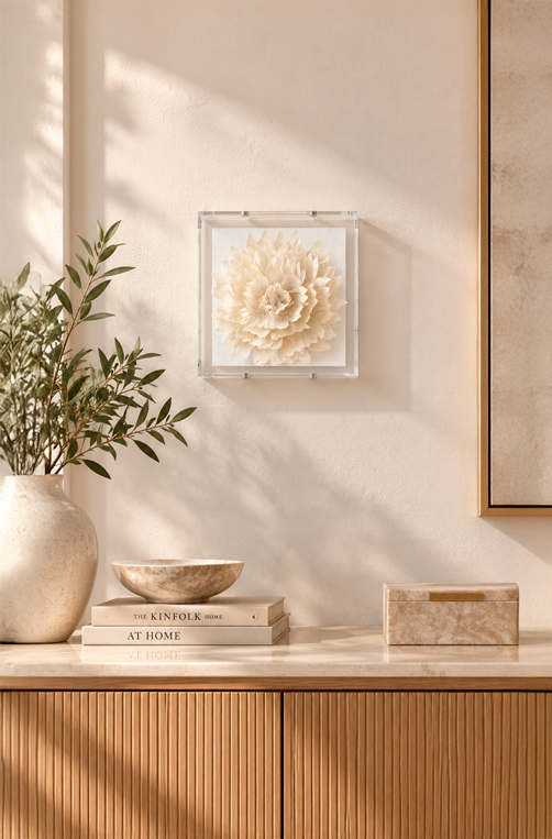 Caixa Decorativa Dália Branca em Acrílico