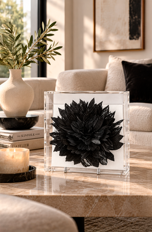 Caixa Decorativa Dália Preto em Acrílico