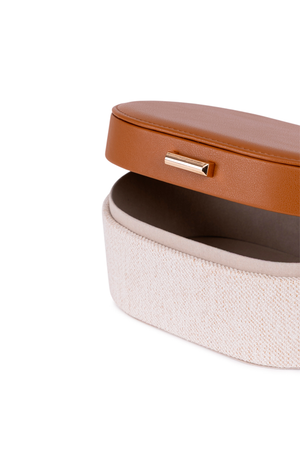Caixa Decorativa Bege e Marrom com Revestimento em Pu 11cm