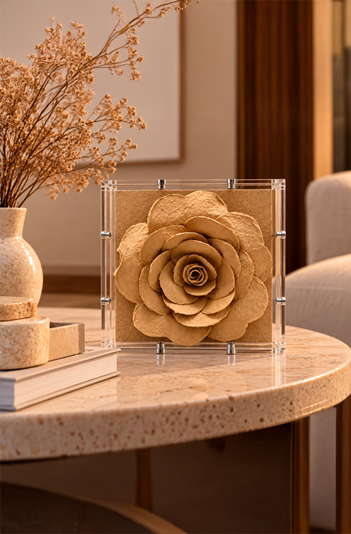 Caixa Decorativa Gardênia Marrom em Acrílico
