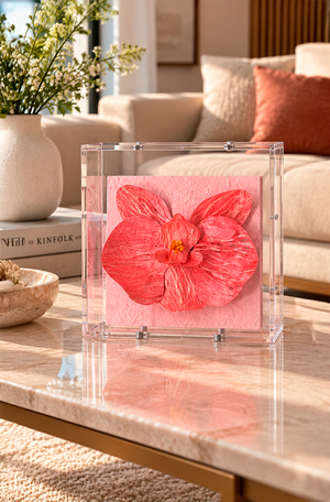 Caixa Decorativa Orquídea Rosa em Acrílico