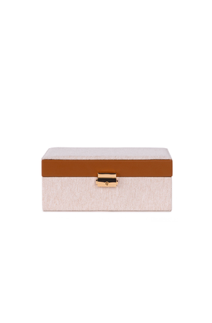 Caixa Decorativa Quadrada Bege em Mdf e Linho 15cm