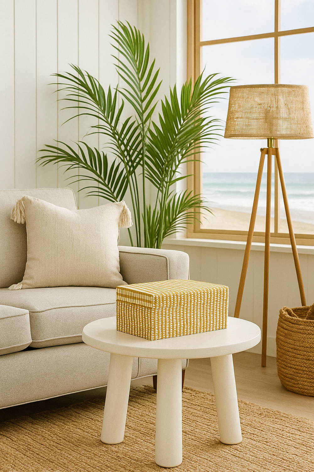 Caixa Grande Decorativa de Madeira e Linho