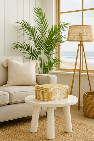 Caixa Grande Decorativa de Madeira e Linho