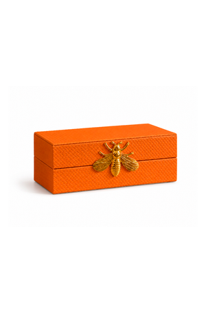 Caixa Decorativa Mdf Laranja com Fecho de Abelha Médio