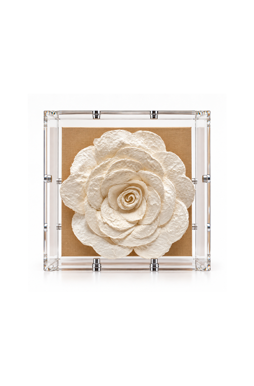 Caixa Decorativa Gardênia Branco Transparente em Acrílico