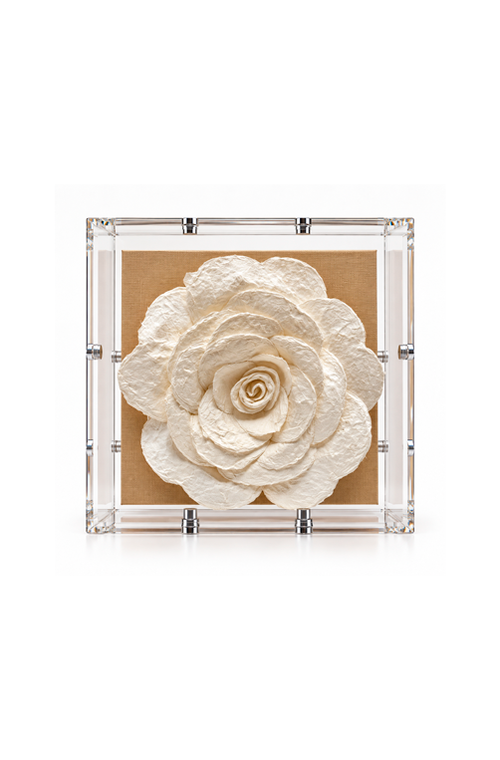 Caixa Decorativa Gardênia Branco Transparente em Acrílico