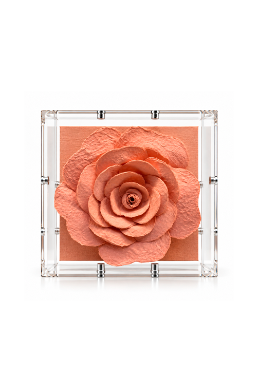 Caixa Decorativa Gardênia Rosa Transparente em Acrílico