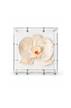 Caixa Decorativa Orquídea Branco em Acrílico
