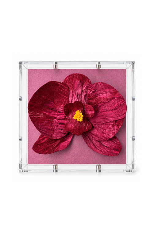 Caixa Decorativa Orquídea Vinho em Acrílico