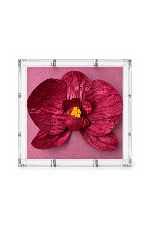 Caixa Decorativa Orquídea Vinho em Acrílico