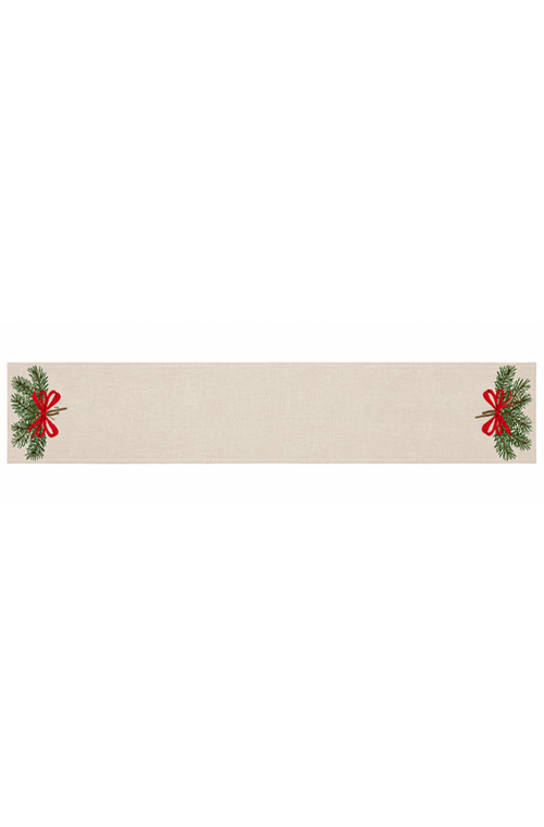 Caminho de Mesa Natalino Bordado de Laço 35x178cm