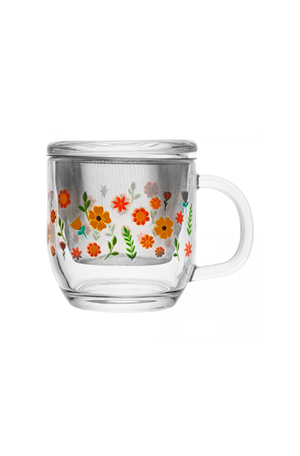 Caneca com Infusor e Tampa Primavera com Flores 330ml