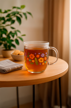 Caneca com Infusor e Tampa Primavera com Flores 330ml