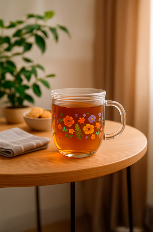 Caneca com Infusor e Tampa Primavera com Flores 330ml