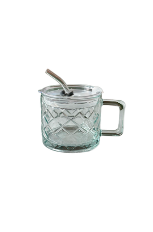 Caneca de Vidro com Tampa e Canudo 400ml