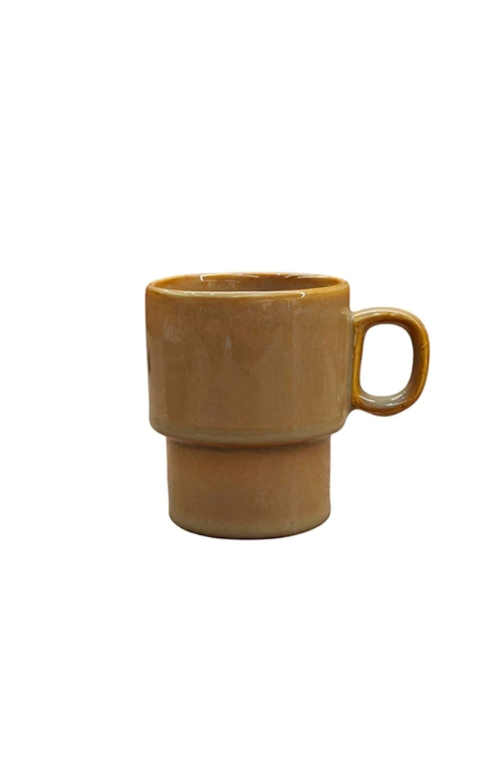 Caneca Empilhável Smaltato Cerâmica Amarelo 300ml